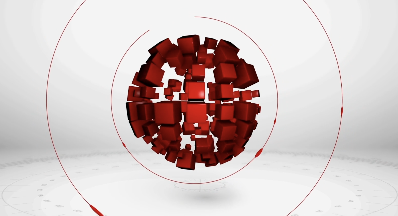 Red geometric 3D animation still